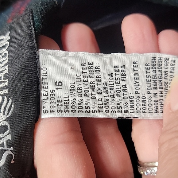 Vintage Sag Harbor Size 16 Green, Red, Blue and Gold Plaid Wool Blend Blazer - Picture 11 of 11